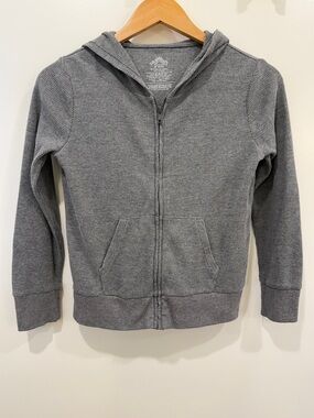 Girls Heather Gray Thermal Zip Hoodie Soft Waffle Knit Medium 10-12 Thereabouts
